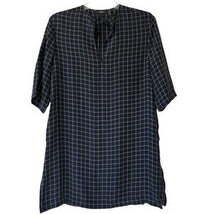 Theory Navy Check Print Tunic Coverup Size Petite